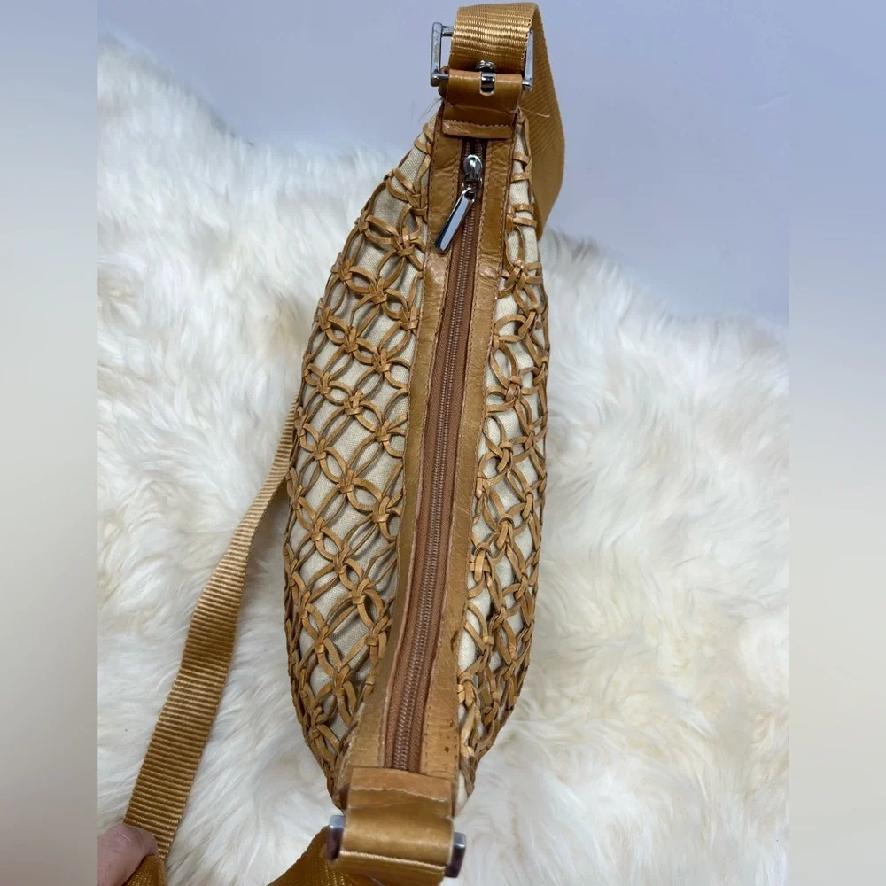Macrame & Canvas Bone Leather Adjustable Nylon Strap, Boho Bag Leather - Picture 6 of 12